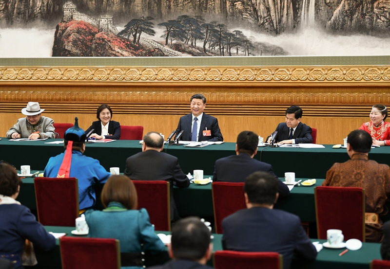 2019年3月5日，習(xí)近平總書記參加十三屆全國人大二次會議內(nèi)蒙古代表團(tuán)的審議。