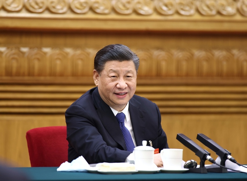 2021年3月5日，習近平總書記參加十三屆全國人大四次會議內(nèi)蒙古代表團的審議。