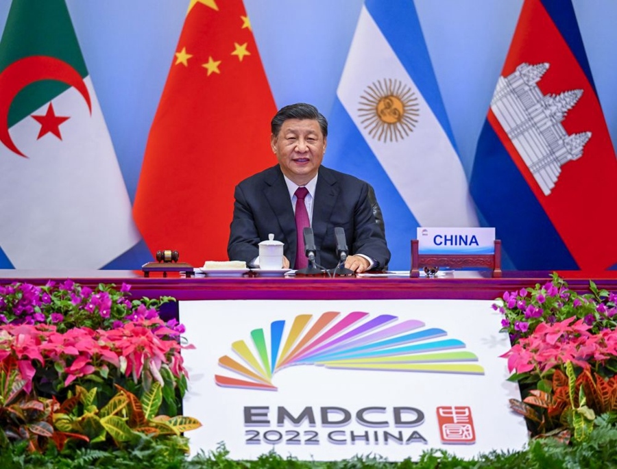 2022年6月24日晚，國家主席習(xí)近平在北京以視頻方式主持全球發(fā)展高層對(duì)話會(huì)并發(fā)表題為《構(gòu)建高質(zhì)量伙伴關(guān)系 共創(chuàng)全球發(fā)展新時(shí)代》的重要講話。