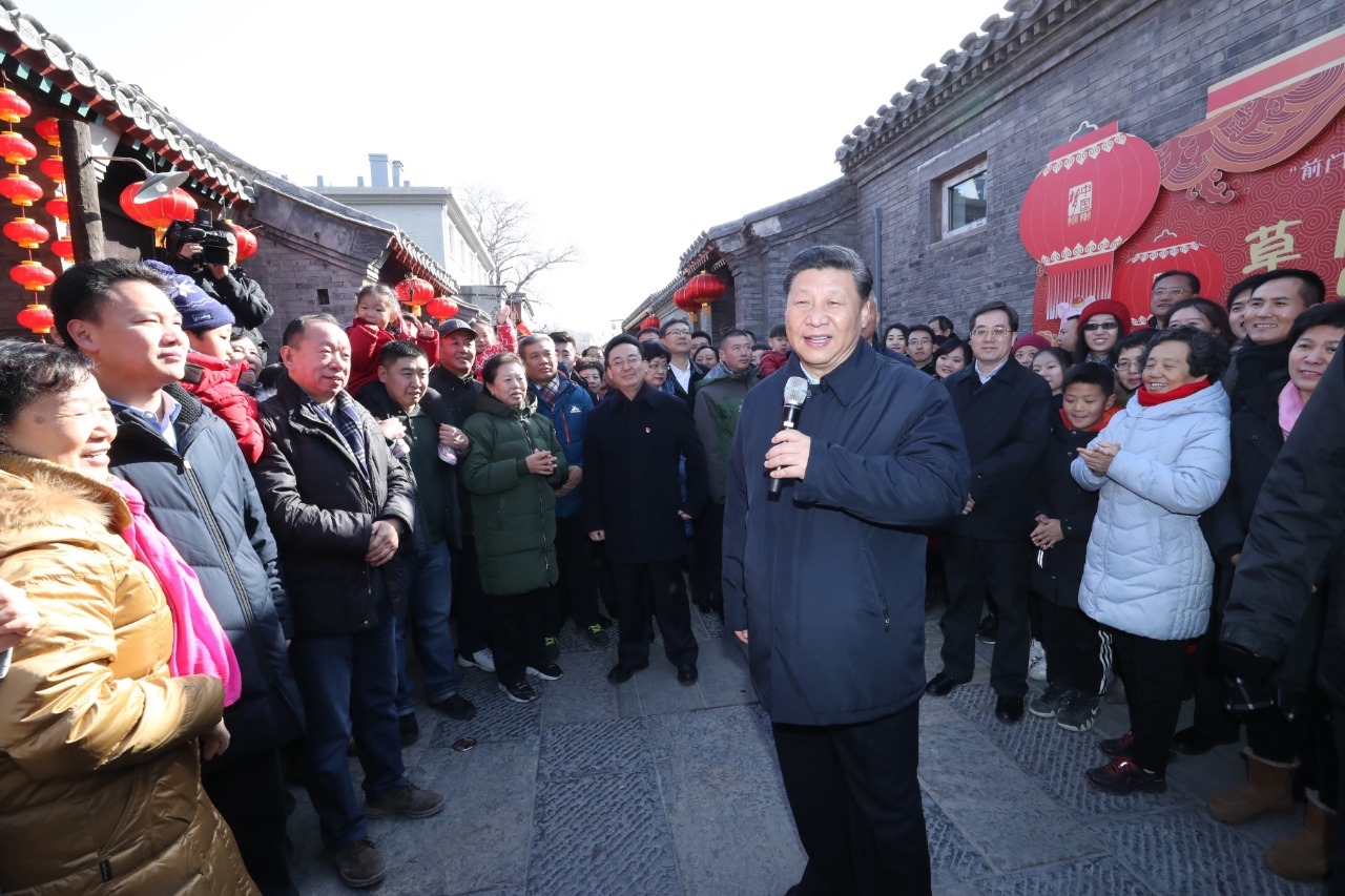 2019年2月1日，習(xí)近平總書記在前門東區(qū)草廠四條胡同給大家拜年，并向全國各族人民致以新春祝福。