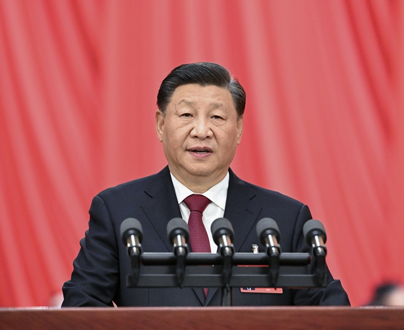 2022年10月16日，習(xí)近平在中國(guó)共產(chǎn)黨第二十次全國(guó)代表大會(huì)上作報(bào)告。