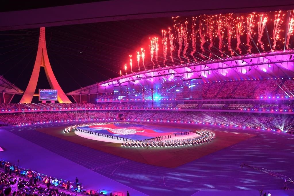 5月5日，第32屆東南亞運(yùn)動會在柬埔寨首都金邊的國家體育場開幕。