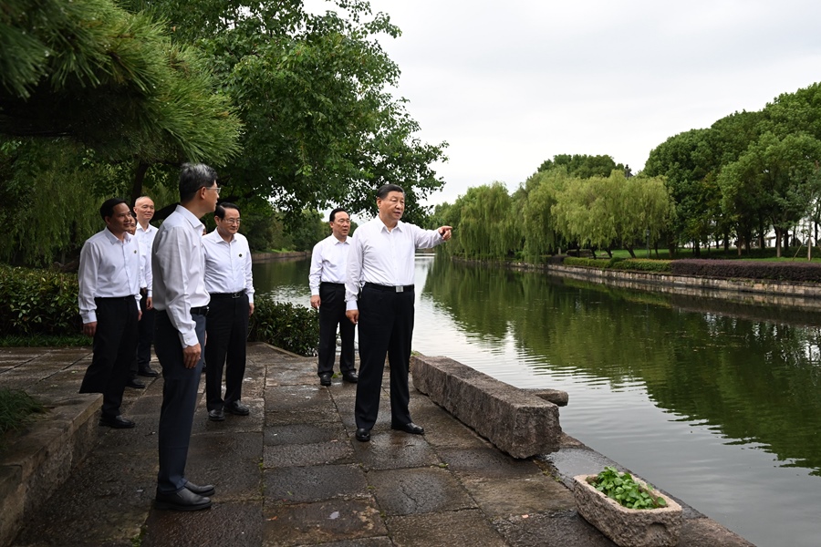 9月20日下午，習(xí)近平總書記在浙東運(yùn)河文化園考察。新華社記者 謝環(huán)馳 攝