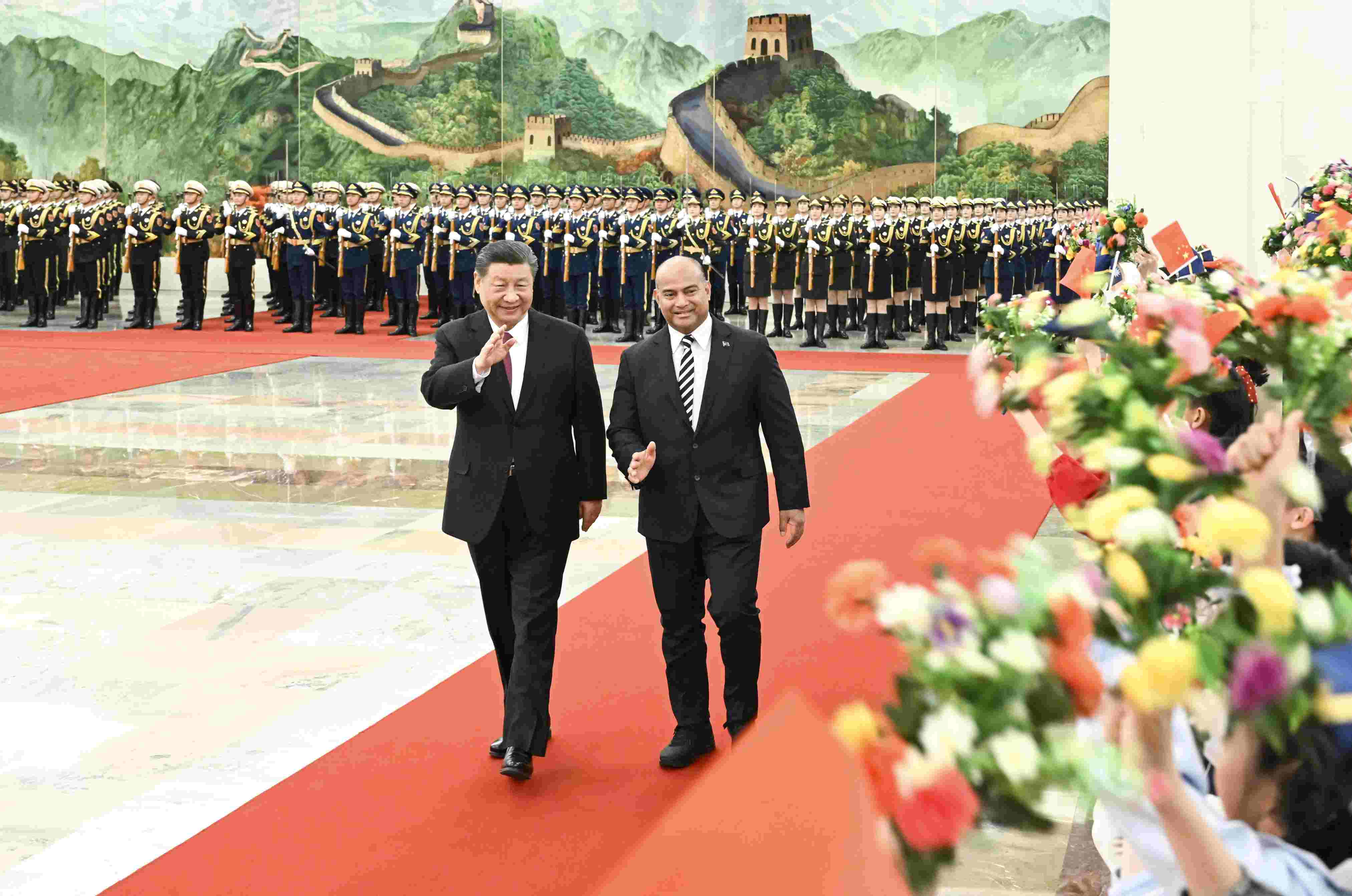 2024年3月25日，習近平主席在人民大會堂北大廳為瑙魯總統(tǒng)阿迪昂舉行歡迎儀式。
