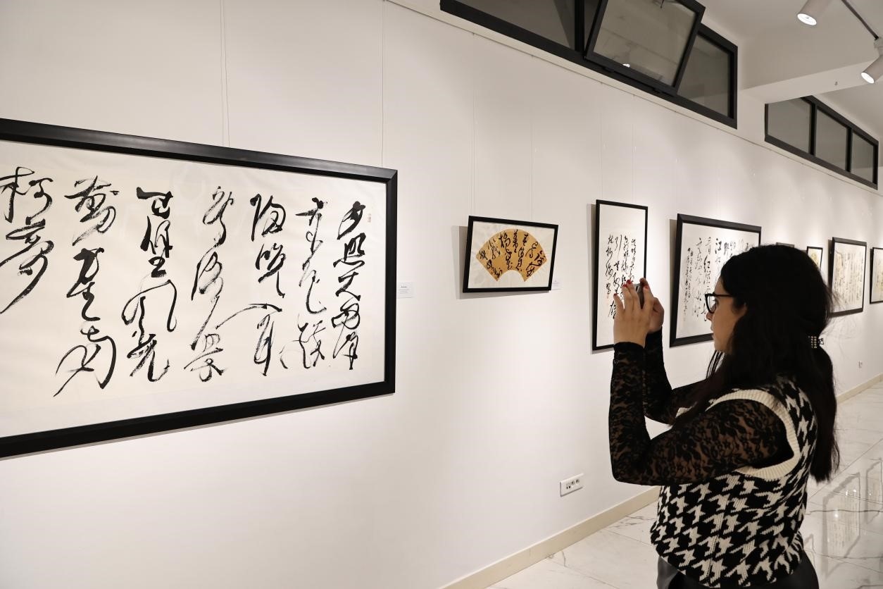 觀眾參觀書(shū)法展。拉巴特中國(guó)文化中心供圖