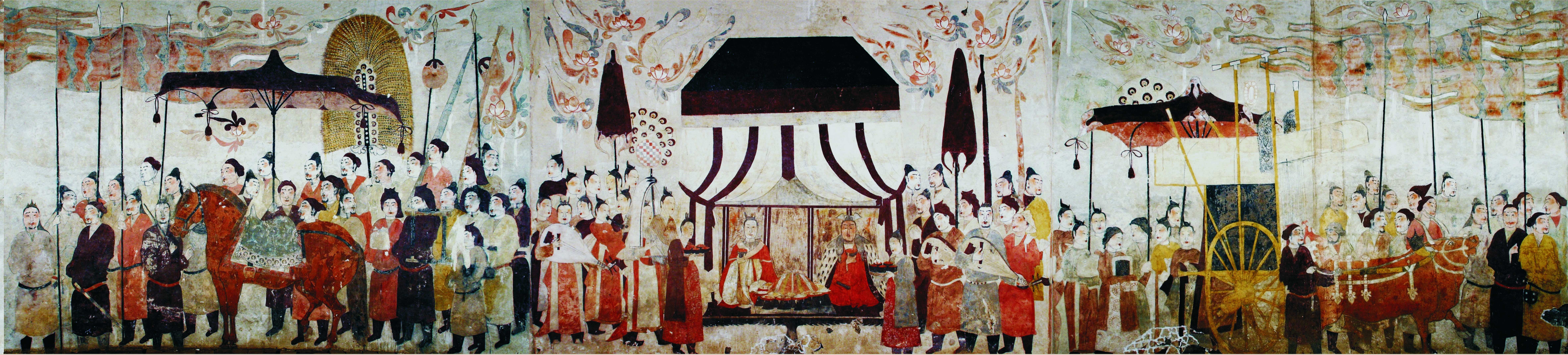 這是徐顯秀墓室壁畫展開圖。太原北齊壁畫博物館供圖