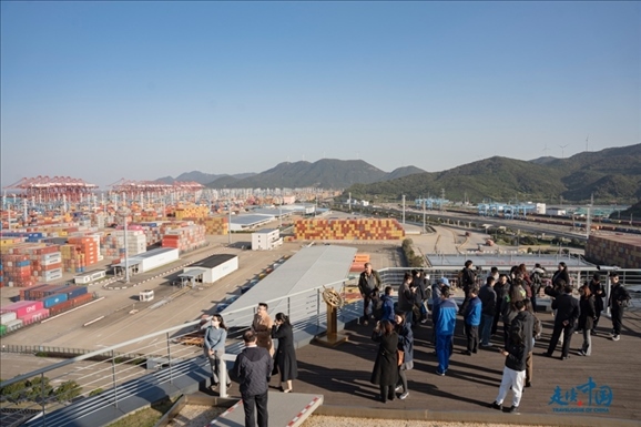 媒體團走進寧波舟山港北侖港區(qū)。環(huán)球網(wǎng)供圖