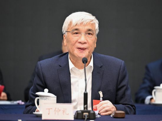 全國人大常委會(huì)副委員長(zhǎng)、歐美同學(xué)會(huì)會(huì)長(zhǎng)丁仲禮作工作報(bào)告