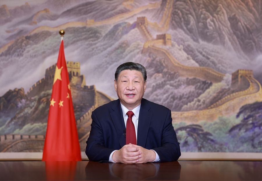 新年前夕，國家主席習(xí)近平發(fā)表二〇二五年新年賀詞。新華社記者 鞠鵬 攝