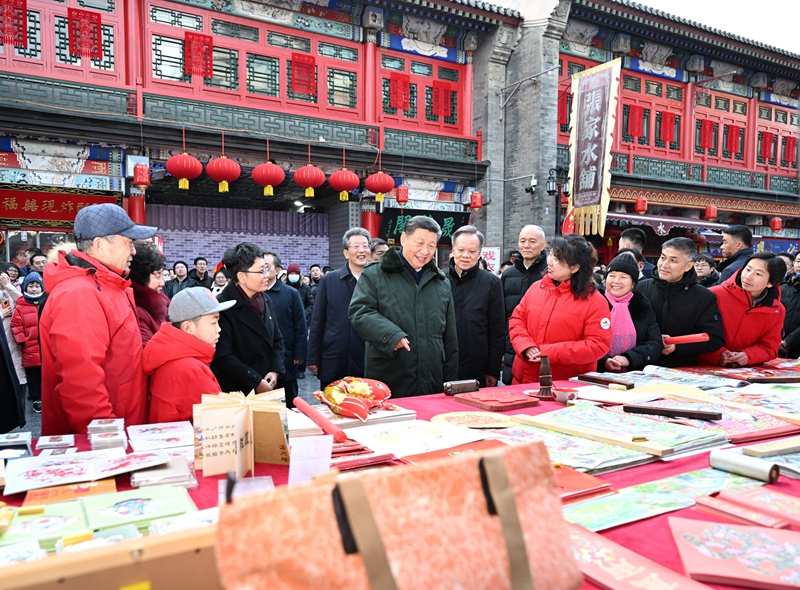 2024年2月1日，習(xí)近平總書記在天津古文化街考察。